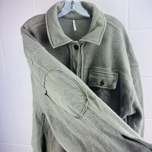 Free People Ruby Jacket Washed Olive Shacket Oversized Women’s Sz L - Picture 3 of 8